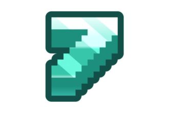 The number seven in Minecraft style