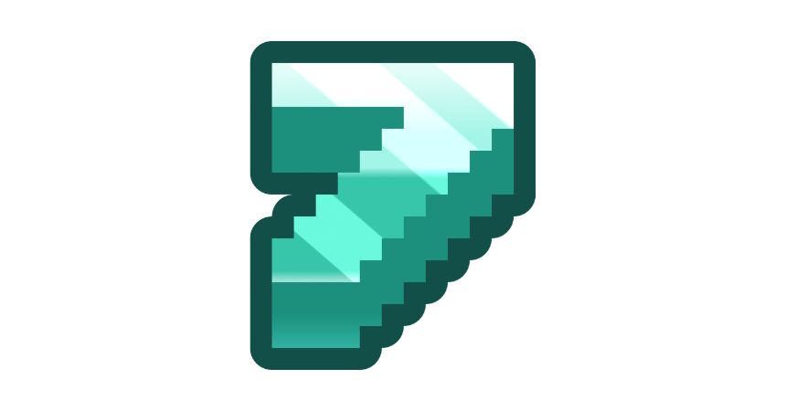 The number seven in Minecraft style